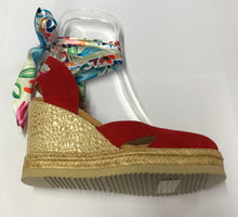 Carica l'immagine nel visualizzatore di Gallery, Espadrillas con zeppa alta in pelle scamosciata Rossa