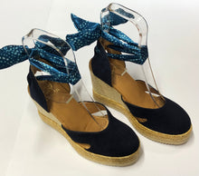 Carica l'immagine nel visualizzatore di Gallery, Espadrillas con zeppa alta in pelle scamosciata Ocean