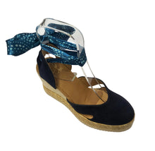 Carica l'immagine nel visualizzatore di Gallery, Espadrillas con zeppa alta in pelle scamosciata Ocean