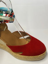 Carica l'immagine nel visualizzatore di Gallery, Espadrillas con zeppa alta in pelle scamosciata Rossa