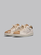 Carica l'immagine nel visualizzatore di Gallery, SCARPA ALLACCIATA P01 DONNA IN PELLE E SUEDE LUREX AVORIO-ORO
