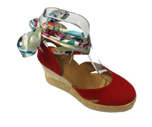 Carica l'immagine nel visualizzatore di Gallery, Espadrillas con zeppa alta in pelle scamosciata Rossa