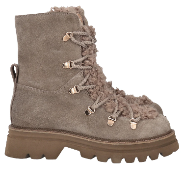 Stivaletto Roxane in suede con lacci colore fango