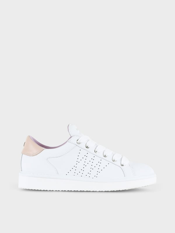 SCARPA ALLACCIATA P01 DONNA IN PELLE BIANCO-ROSA CIPRIA