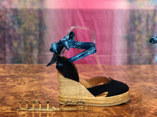 Carica l'immagine nel visualizzatore di Gallery, Espadrillas con zeppa alta in pelle scamosciata Ocean
