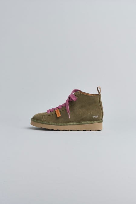 POLACCHINO P001 DONNA IN CAMOSCIO FODERATO IN MICROFIBRA MILITARE-BROWNROSE