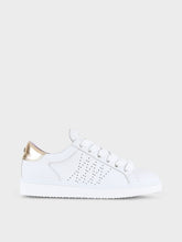 Carica l&#39;immagine nel visualizzatore di Gallery, SCARPA ALLACCIATA P01 DONNA IN PELLE BIANCO-ORO
