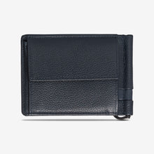 Carica l'immagine nel visualizzatore di Gallery, Momodesign portafoglio portacarte con ferma banconote Dollaro in vera pelle BLU
