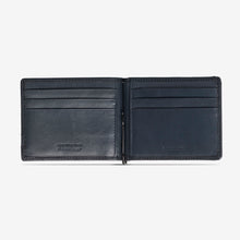 Carica l'immagine nel visualizzatore di Gallery, Momodesign portafoglio portacarte con ferma banconote Dollaro in vera pelle BLU

